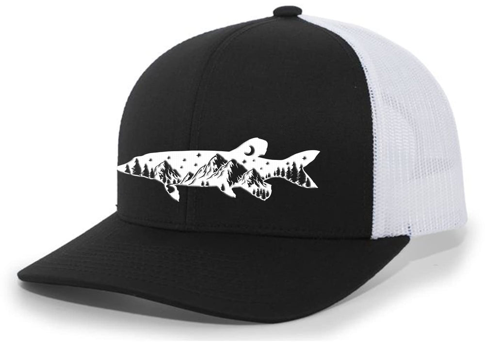 Heritage Pride Freshwater Fish Forest Mountain hat front view with outdoor-ready embroidery