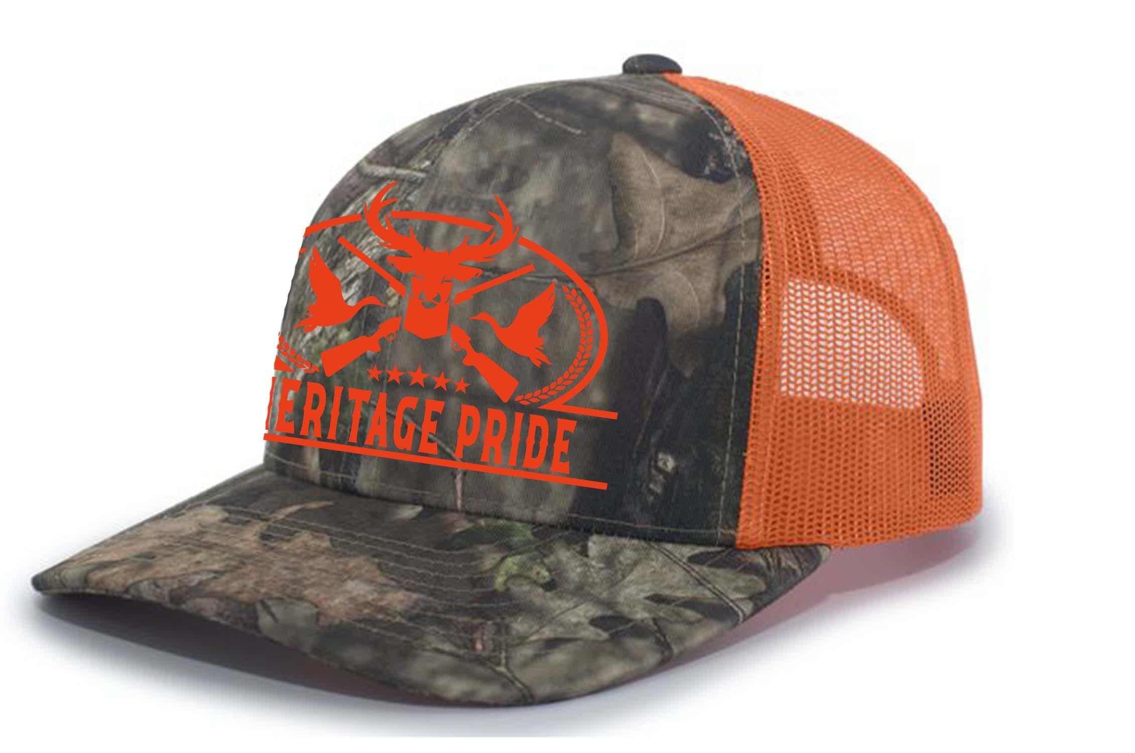 Heritage Pride deer head trucker hat with Breakup Camo offers all-day outdoor comfort