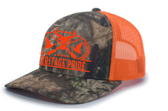 Heritage Pride deer head trucker hat with Breakup Camo offers all-day outdoor comfort