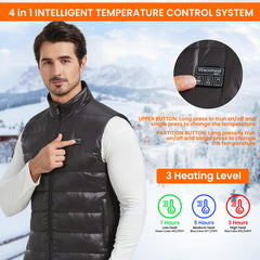 Hesiwondoo heated vest front view shows sleek, flexible fit for layering.