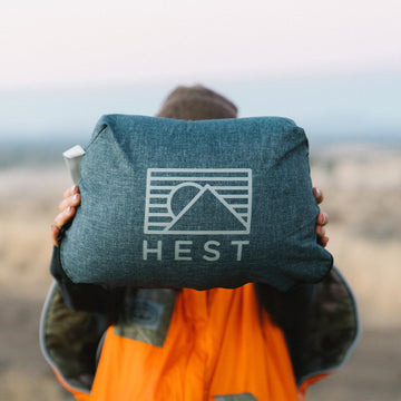 HEST Camp Pillow Large shredded memory foam detail for responsive support.