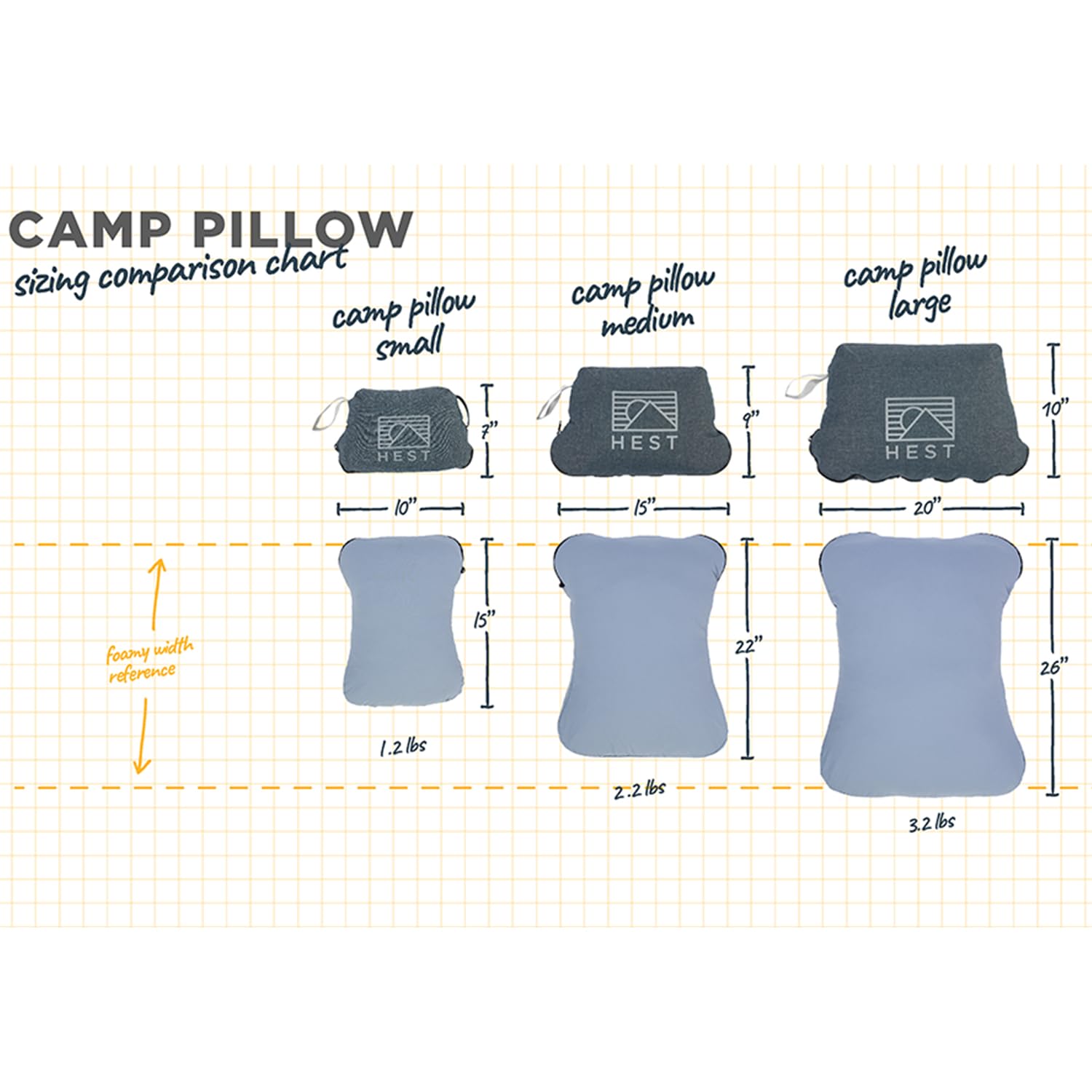HEST Camp Pillow Large close-up of travel cover highlighting compact packing.