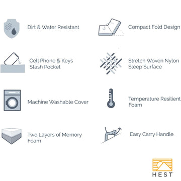 HEST Dually Short waterproof and dirt-resistant material protects gear during outdoor sleep