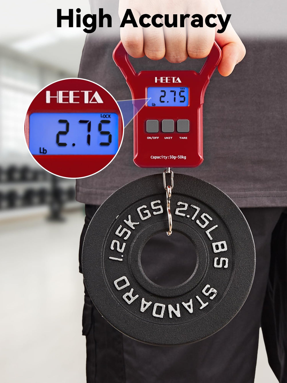 Backlit LCD display on HEETA hanging scale