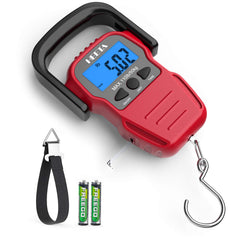 HEETA fish scale with backlit LCD display showing measurement on screen
