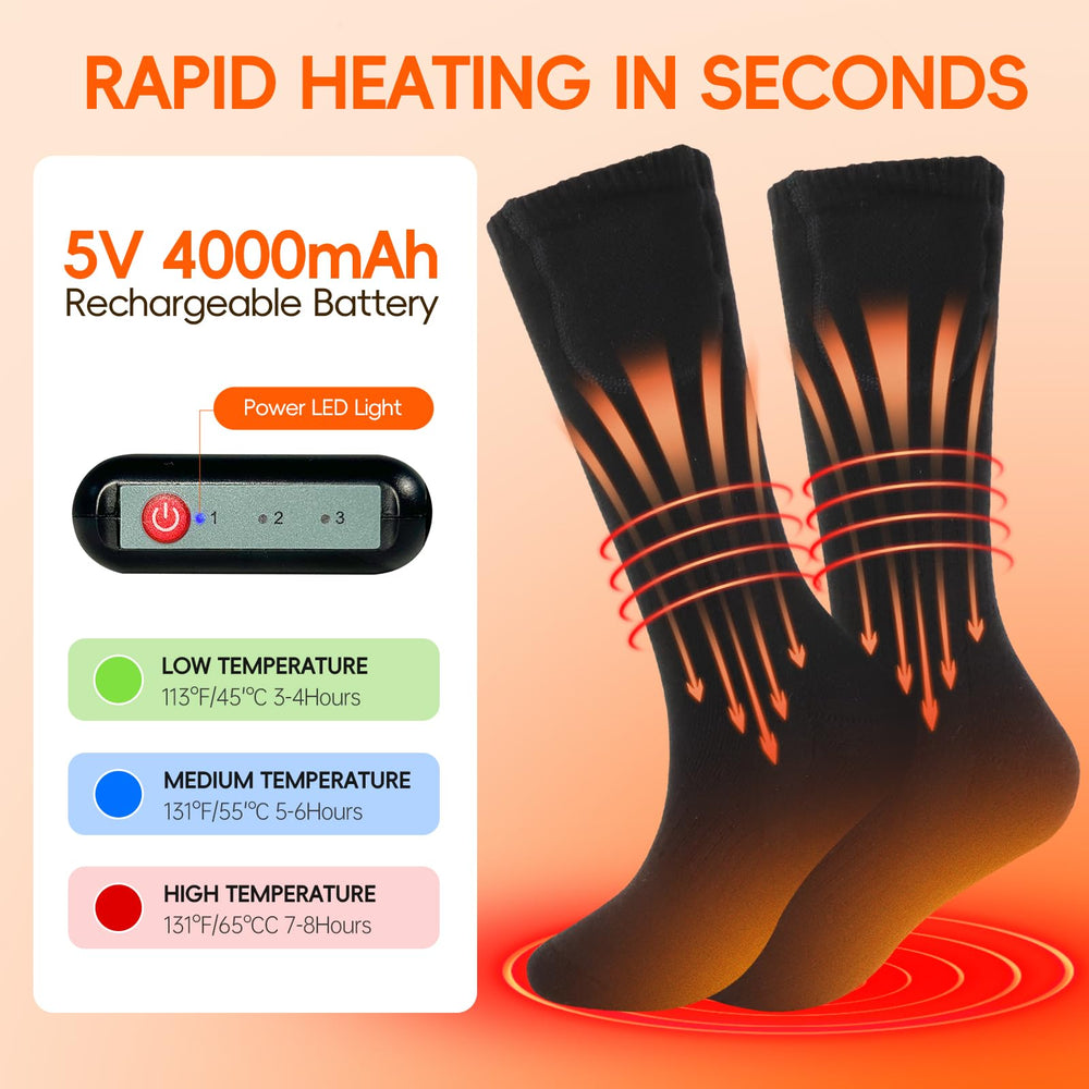 Hettluo heated socks temperature control demonstrates three levels