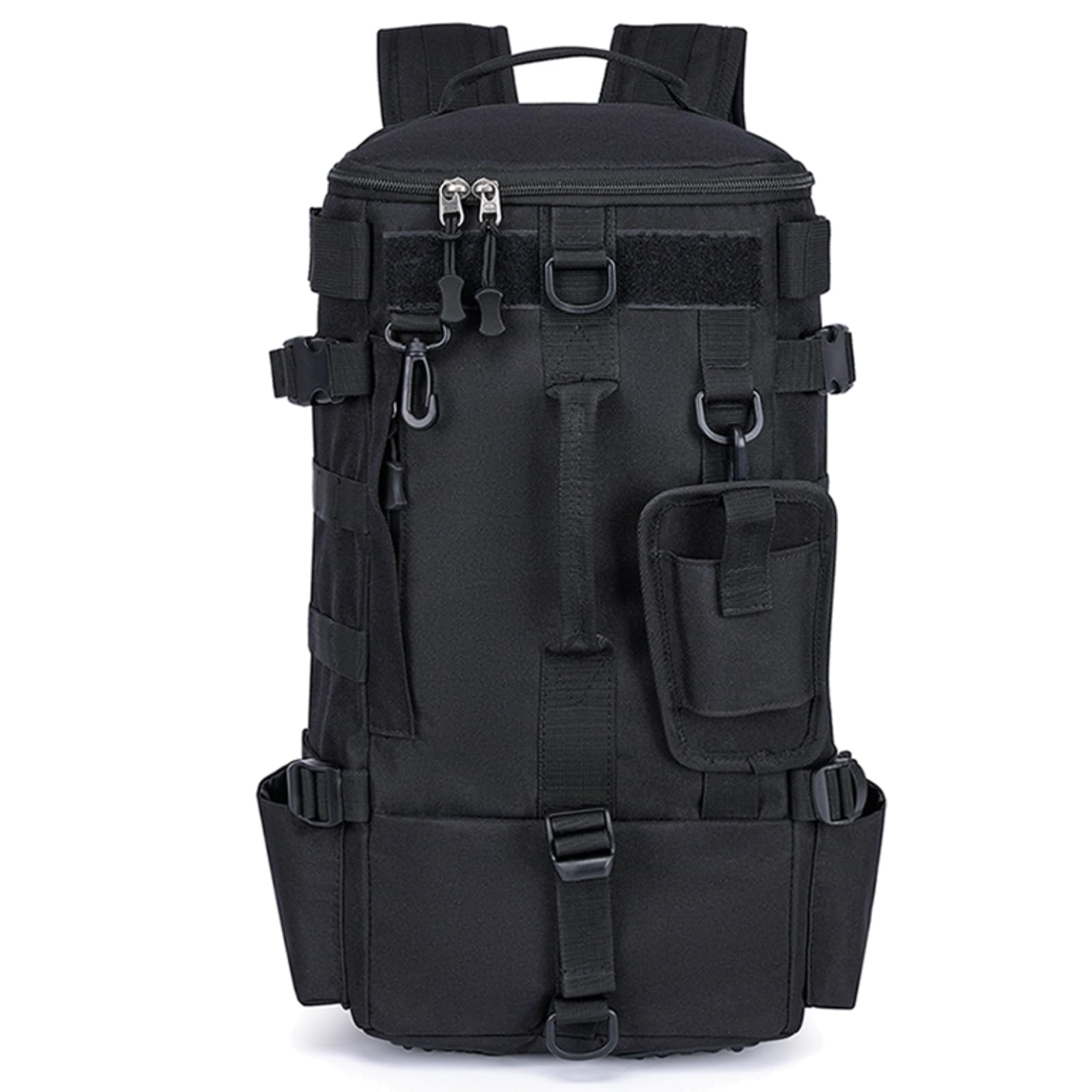 Hevio Fishing Backpack in black showing large interior capacity