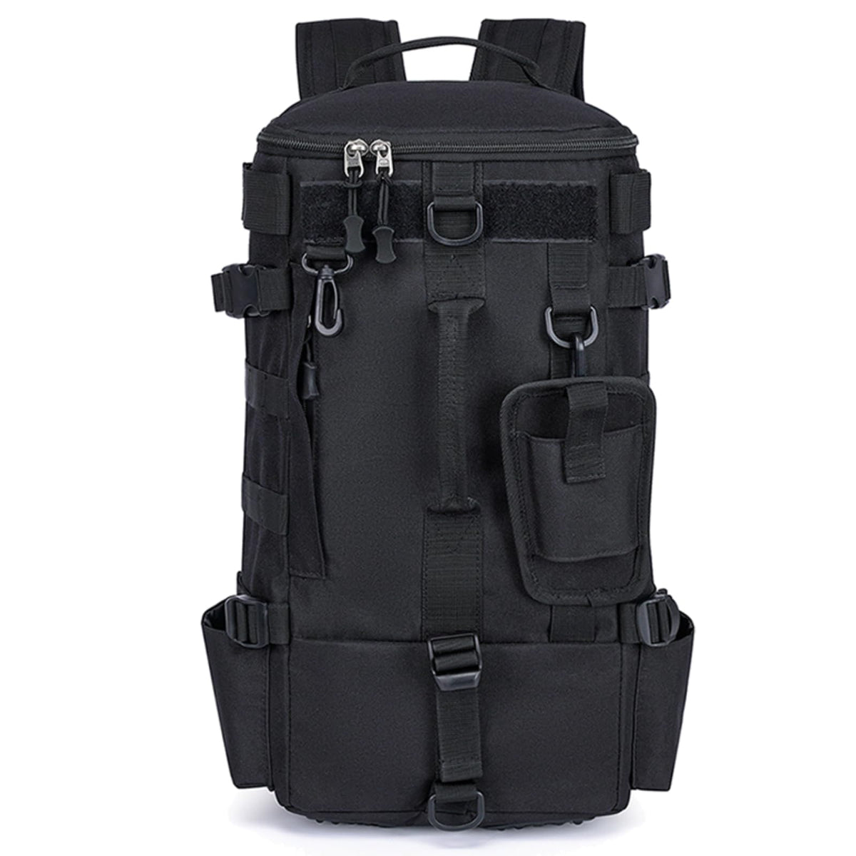 Hevio Fishing Backpack in black showing large interior capacity