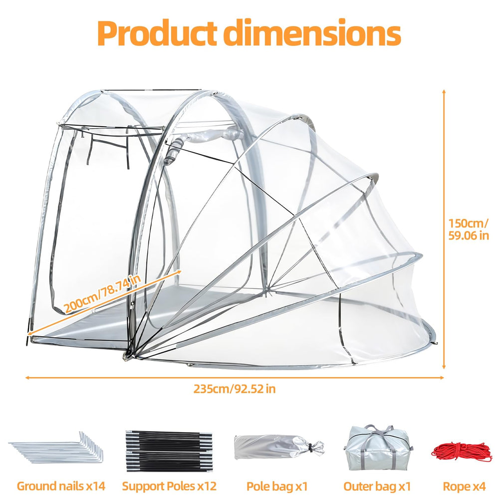 HEVIRGO transparent shelter in backyard with 360° view