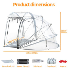 HEVIRGO transparent shelter in backyard with 360° view