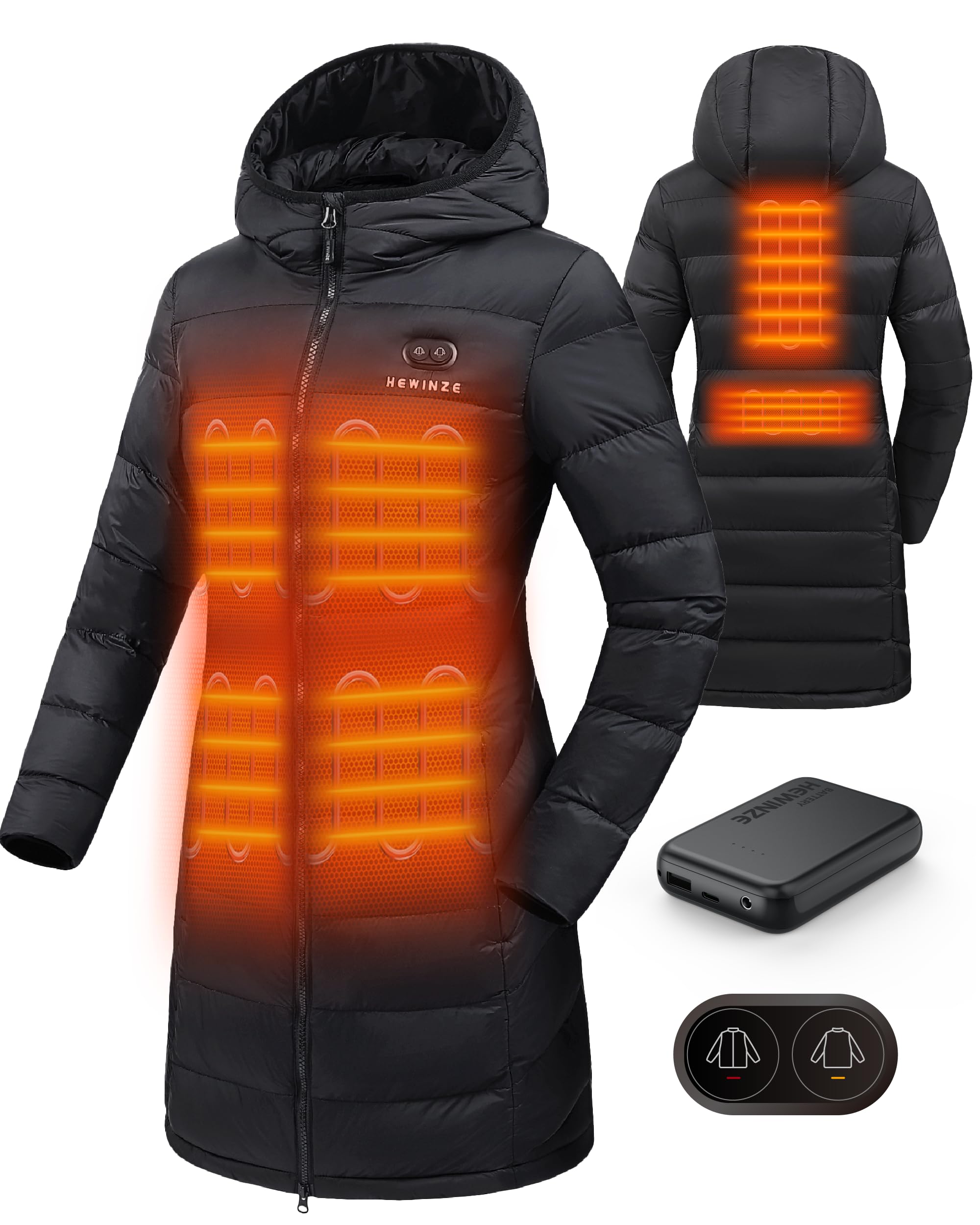 HEWINZE dual-control heating system demonstrates front and back warmth customization
