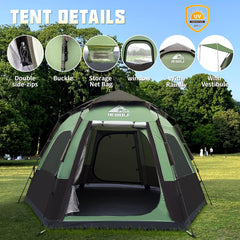 HEWOLF hexagonal dome design offers roomy interior and stable shelter.