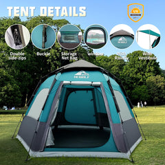 HEWOLF tent waterproof seams and SBS zipper detail for dry shelter in wet conditions.