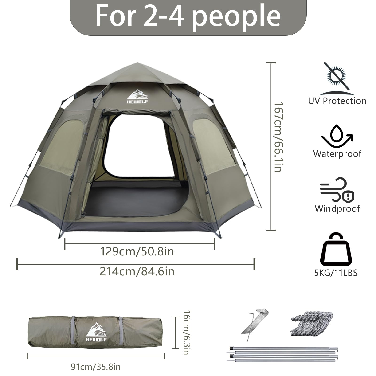 Hewolf waterproof seams 4500mm grade protect gear during heavy rain.