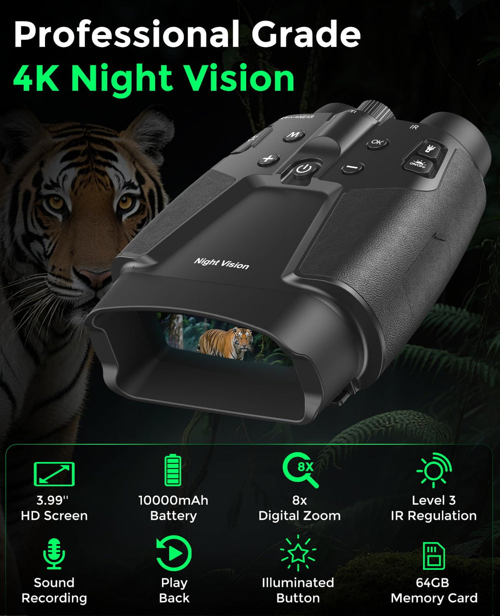 HEXEUM night vision goggles 850nm IR for clear images in total darkness.
