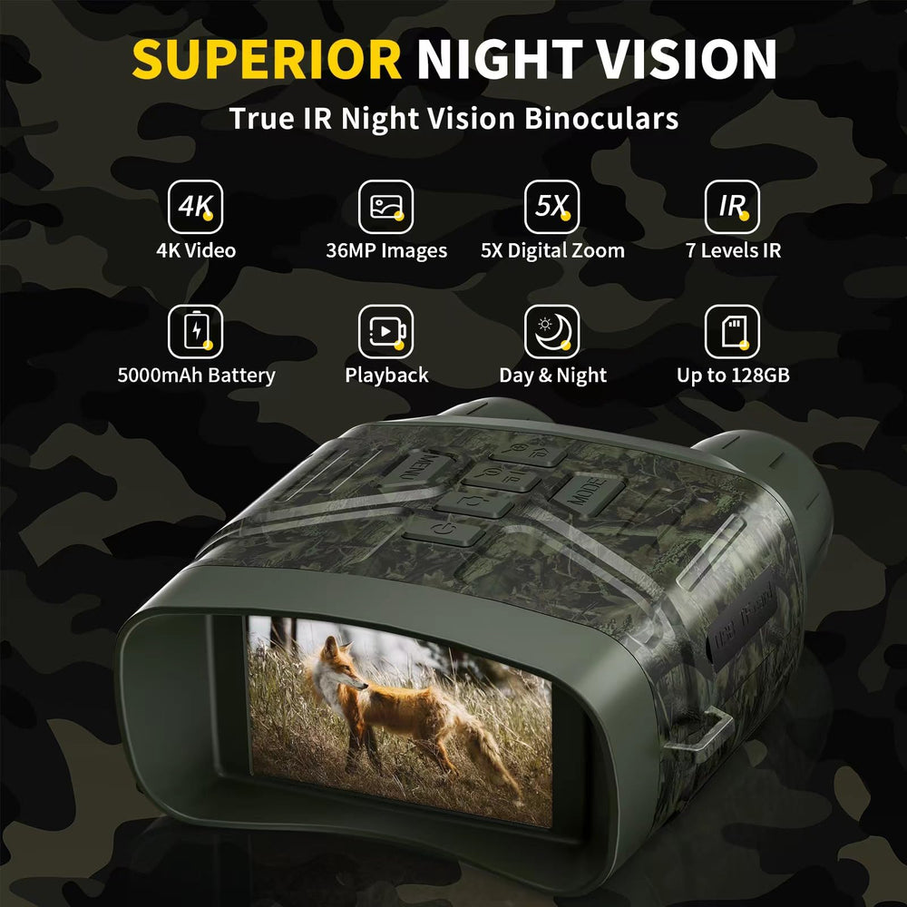 HEXEUM night vision goggles camouflage design for discreet wildlife watching in low light.
