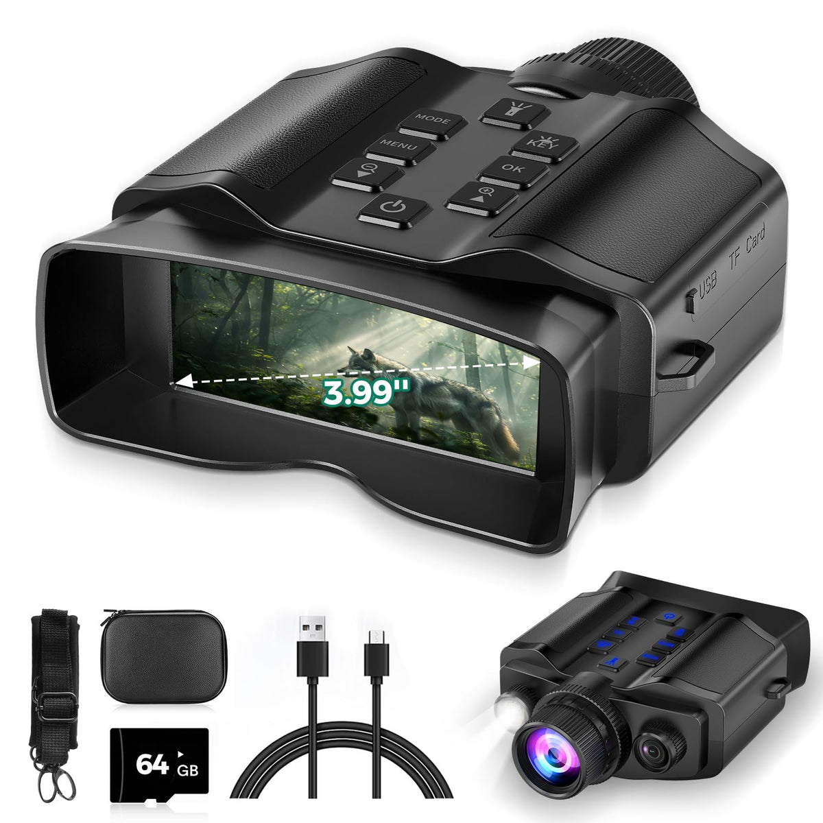 HEXEUM Night Vision Goggles front view highlight compact rugged design for outdoor use