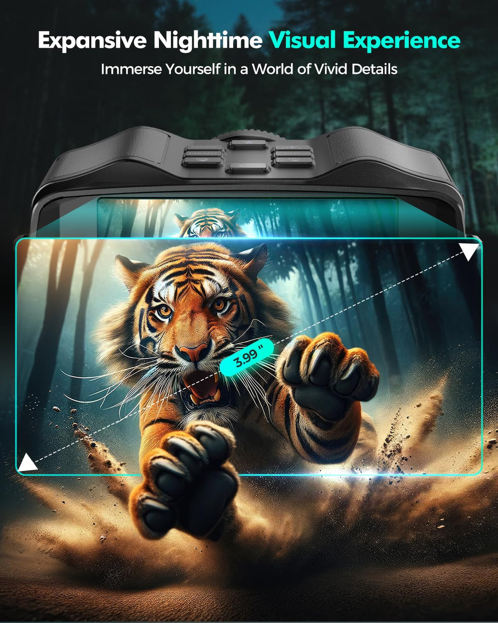 HEXEUM Night Vision Goggles screen display for real-time viewing