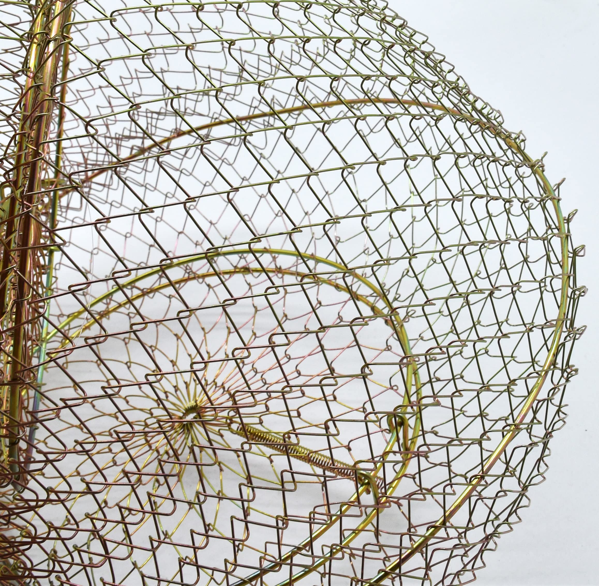 Angled view of HEXJOZEI metal fish basket 12x14