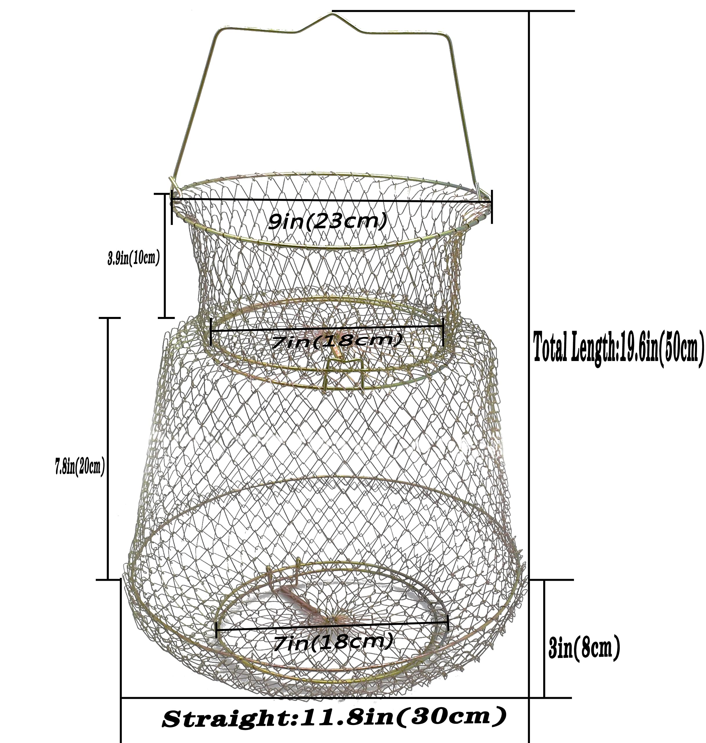 HEXJOZEI metal fish basket 12x14 in open state