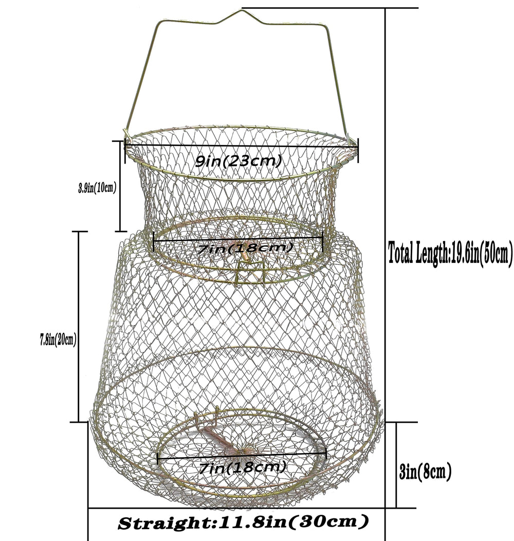 HEXJOZEI metal fish basket 12x14 in open state