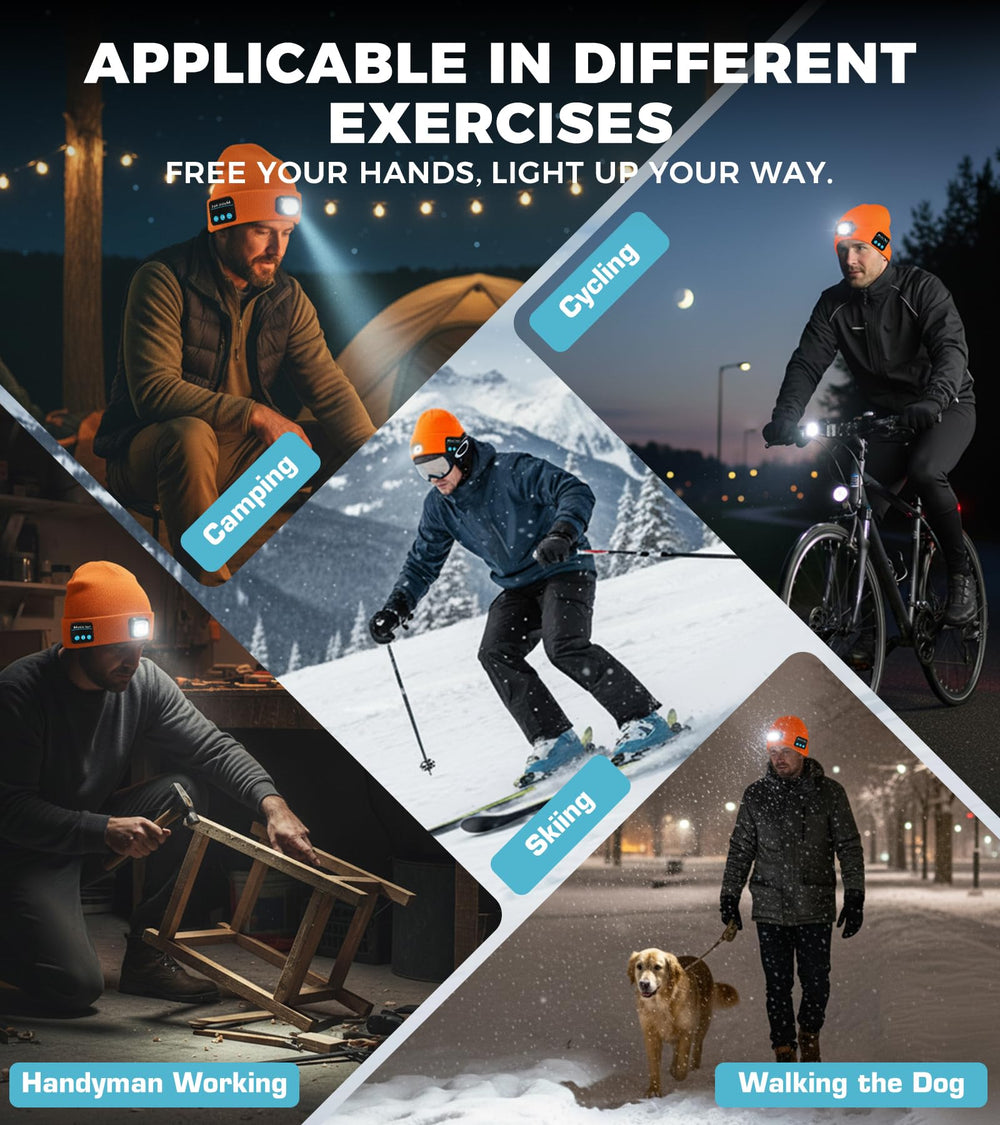 Night running with HEYAXA beanie demonstrates safety and music on the move.