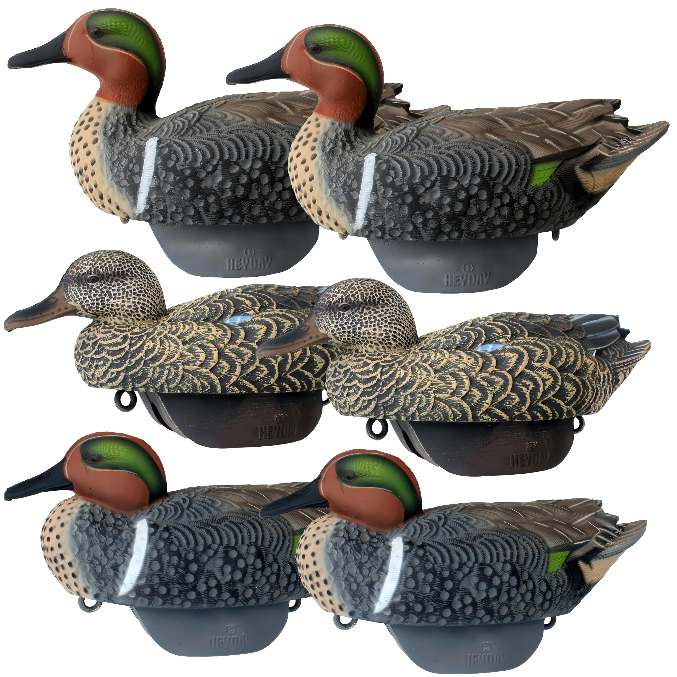 Heyday Green Wing Teal decoys close-up texture for lifelike water detail.