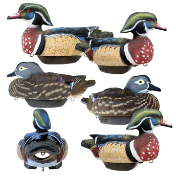 HEYDAY Wood Duck Decoys UltraLight HydroFoam show ultralight construction for easy carry and quiet water setup