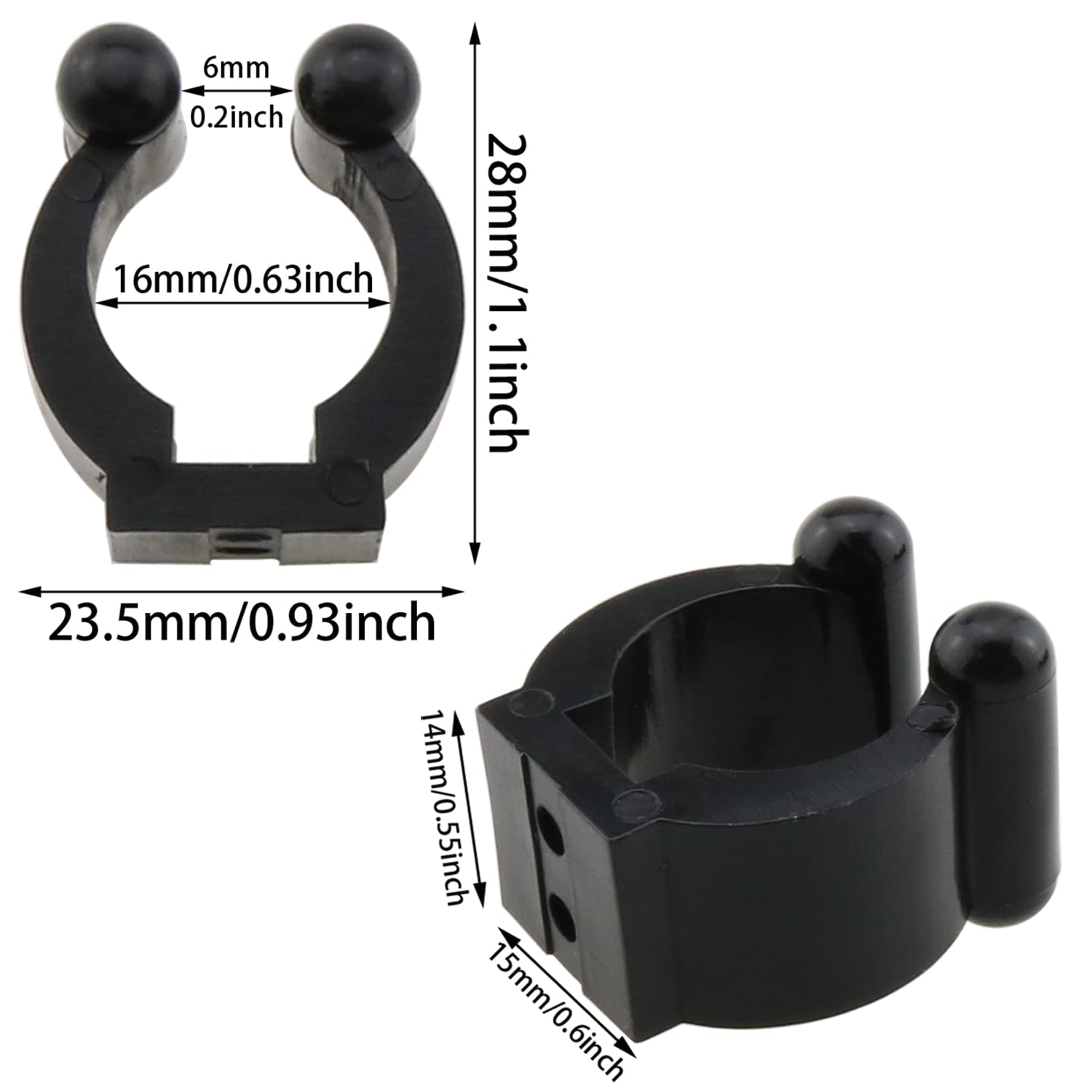 Close-up of nylon fishing rod clip gripping a fishing rod