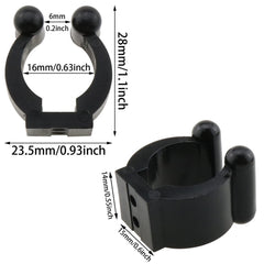 Close-up of nylon fishing rod clip gripping a fishing rod