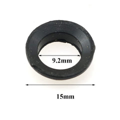 Close-up of rubber winding ring for rod construction, 10x15mm, black