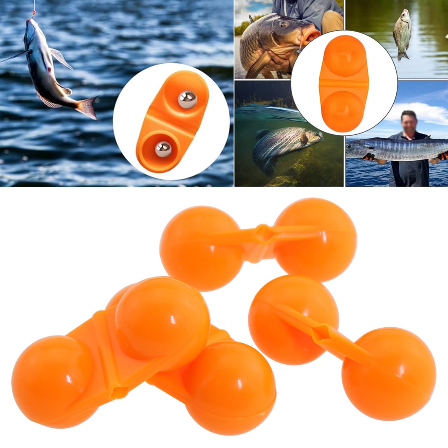 Heyous 40pcs orange fishing attractor bell beads set - 30x15mm