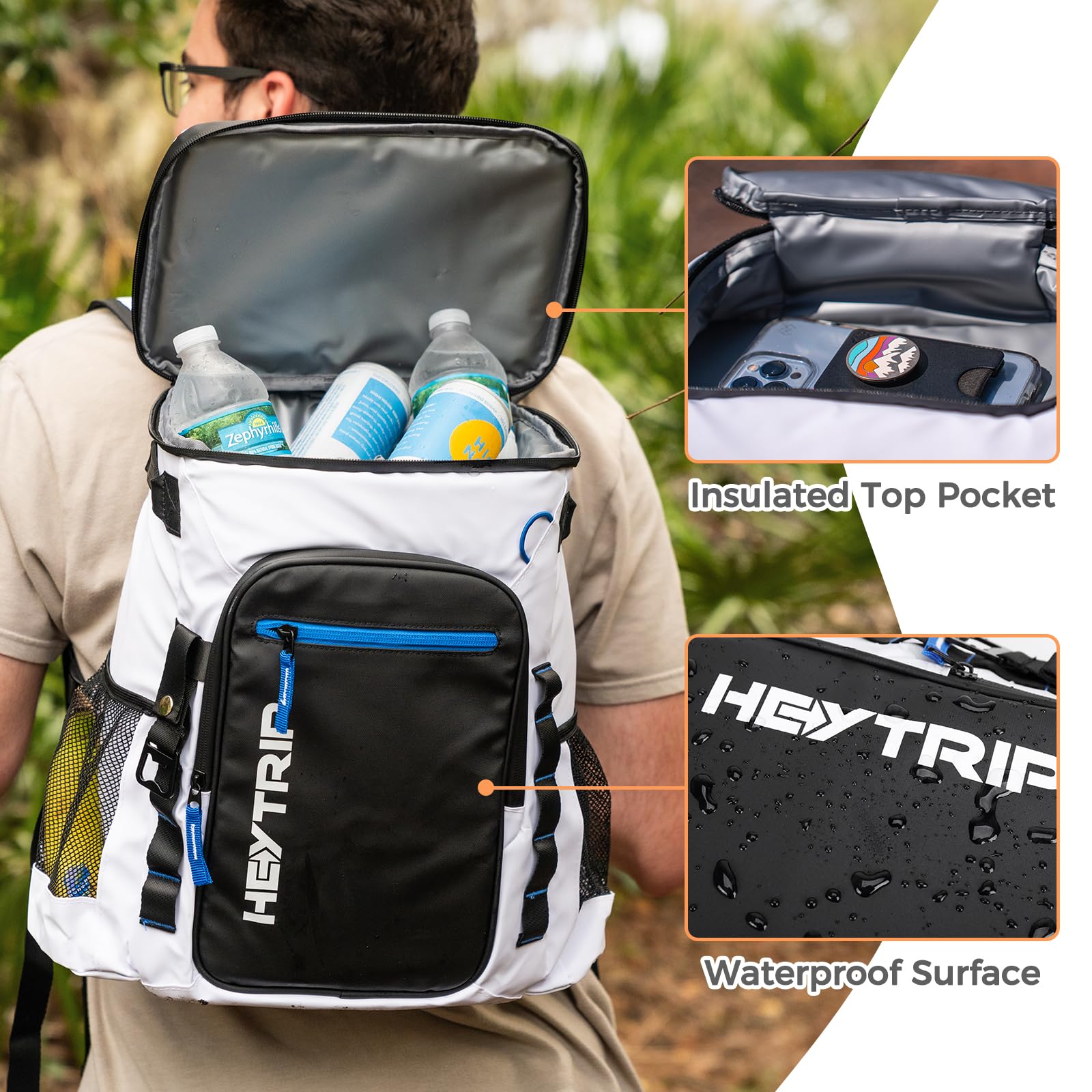 HEYTRIP cooler backpack bottle opener strap example for on the go drinks