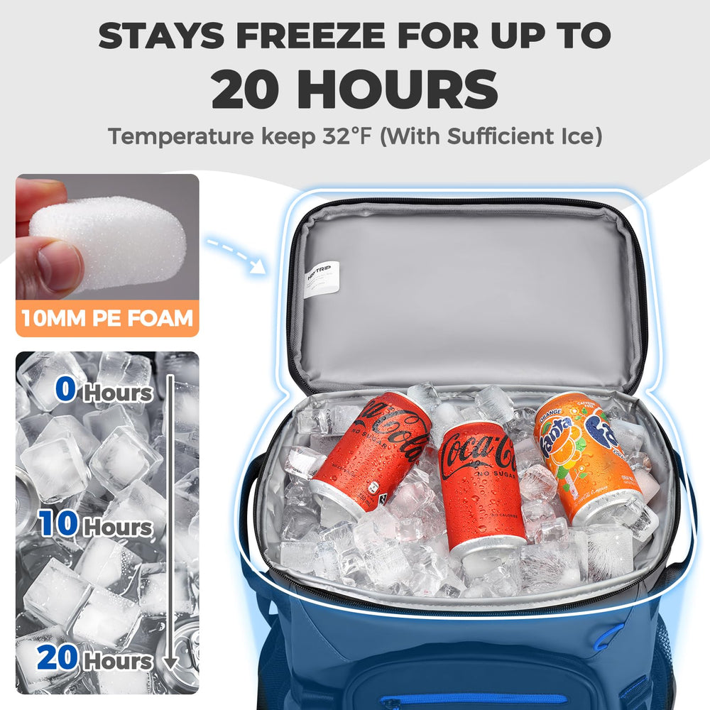 HEYTRIP cooler backpack side view highlighting side pocket for snacks and quick access