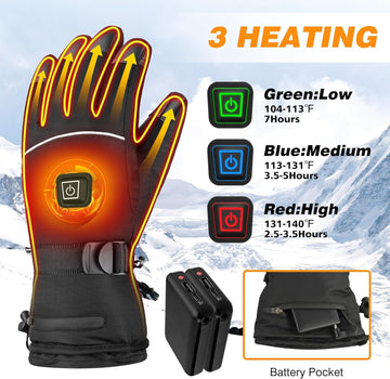 Hfshimlux heated gloves display three heat levels for customizable warmth