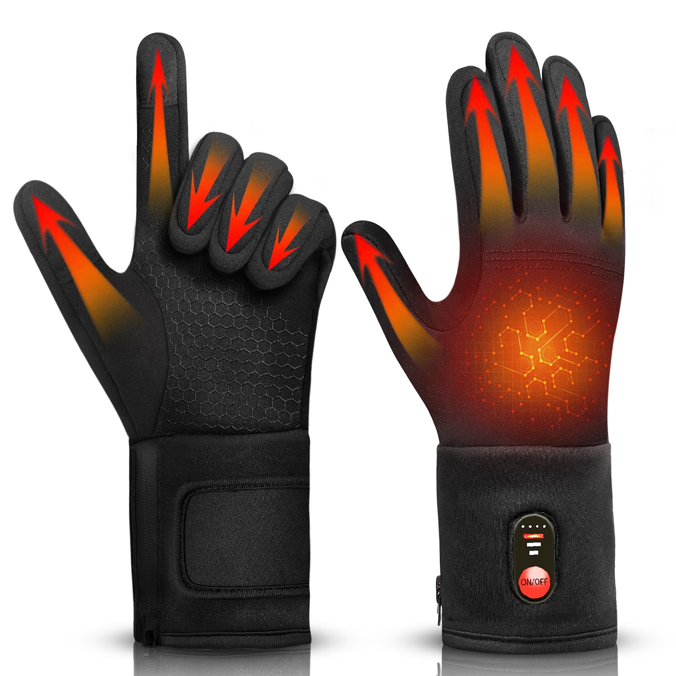 Hfshimlux heated gloves display battery status LEDs for easy power planning
