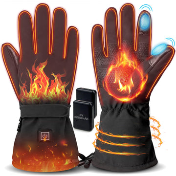 Hfshimlux heated gloves front view in black L with compact warmth for cold-weather activities