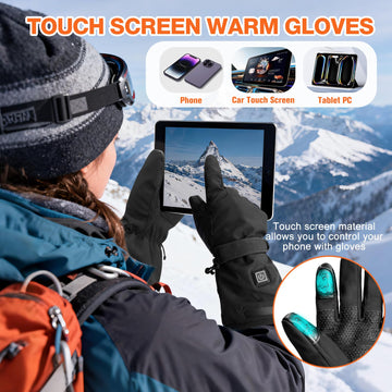 Hfshimlux heated gloves touchscreen fingertips allow device use on the go.
