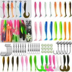 Hfuiqau Paddle Tail Swim Baits Kit cover with tackle box
