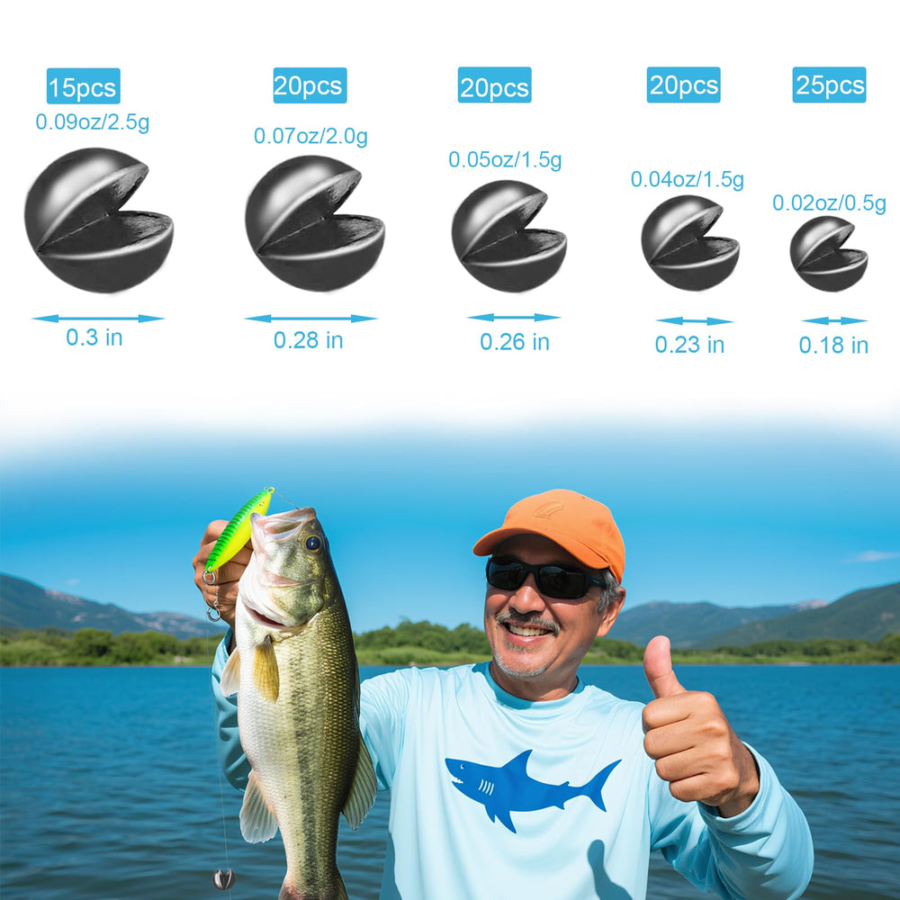 Pinch-on split shot weights for quick rigging