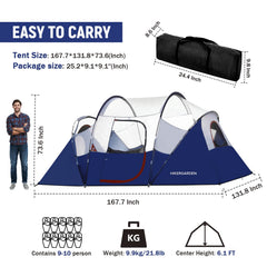 HG Hikergarden 10p tent interior with tall ceiling enables comfortable standing