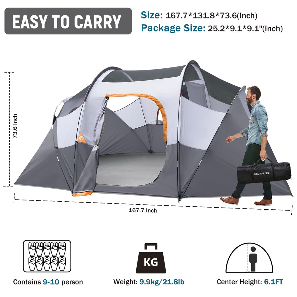 HG Hikergarden 10P tent standing height for easy movement inside