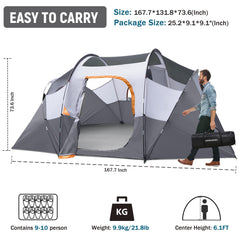 HG Hikergarden 10P tent standing height for easy movement inside