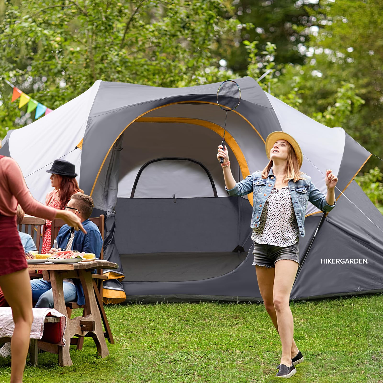 HG Hikergarden 10P tent ventilation with mesh panels and airflow