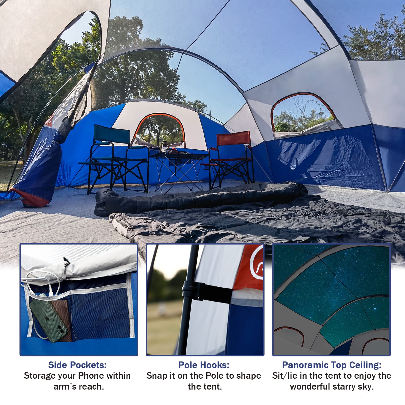 HG Hikergarden 10p tent waterproof fabric closeup keeps gear dry outdoors