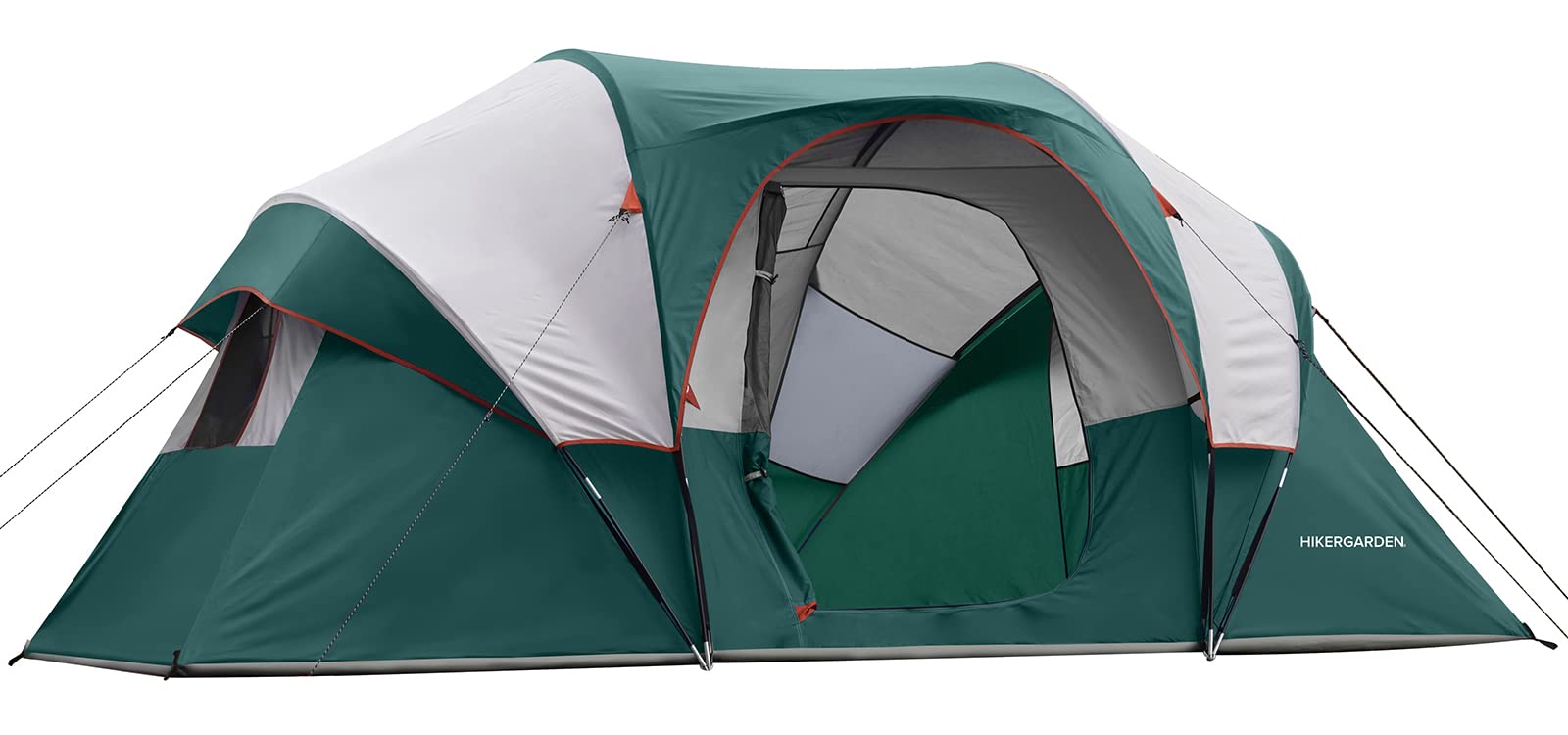 HG HIKERGARDEN 10-person tent floor plan highlights roomy space for group camping.