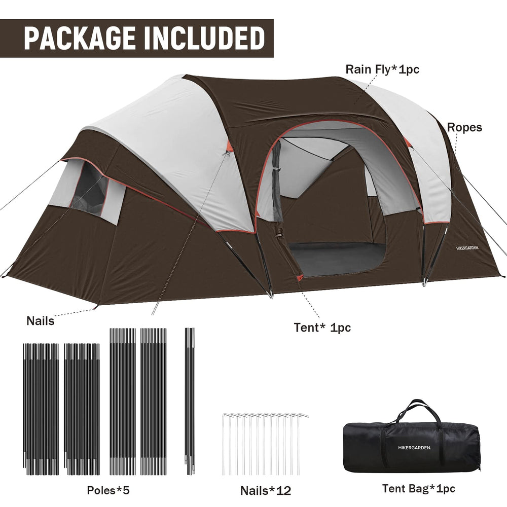 HG Hikergarden 10person tent setup-pack demonstrates quick assembly and easy transport.