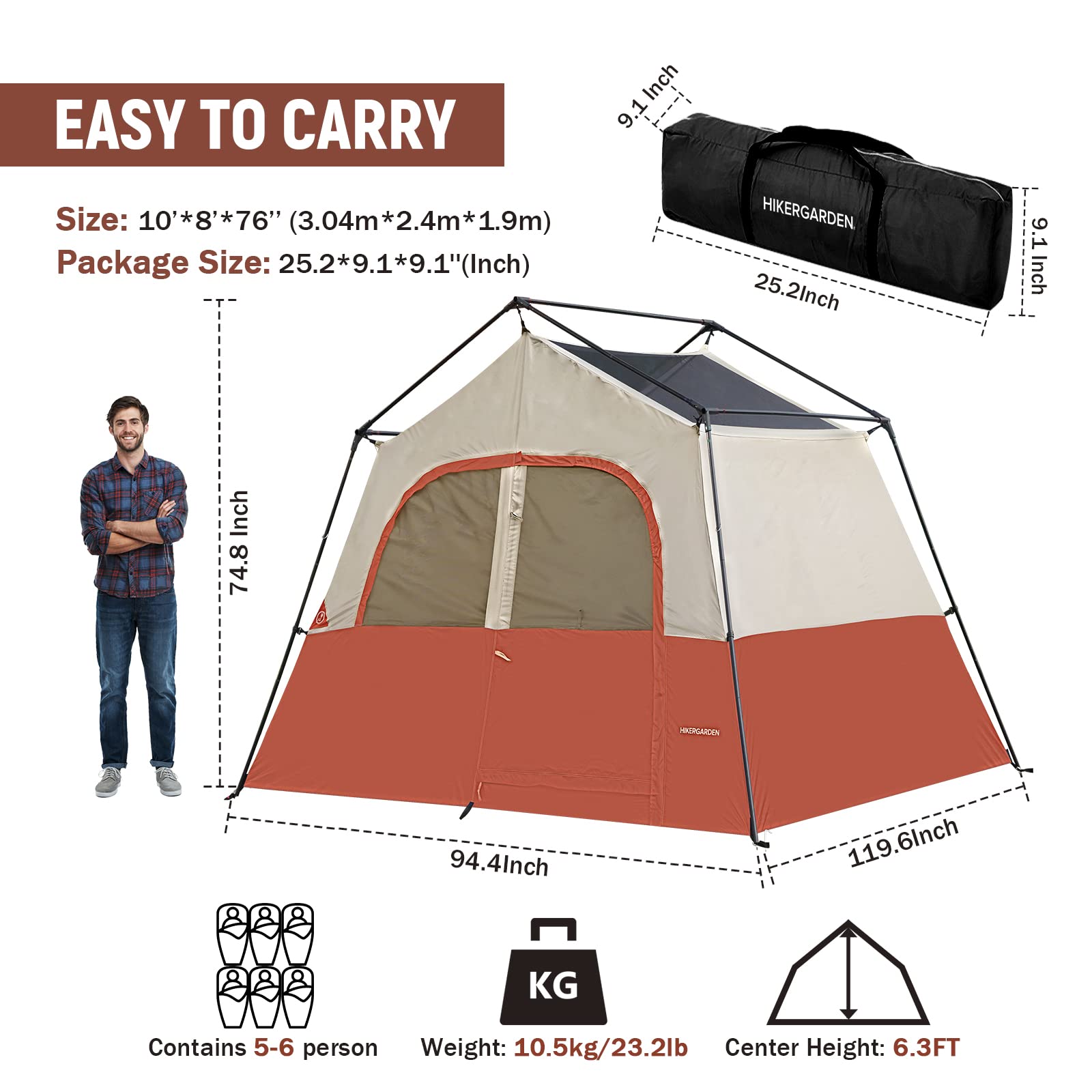 HG HIKERGARDEN 6P front exterior ready for car camping