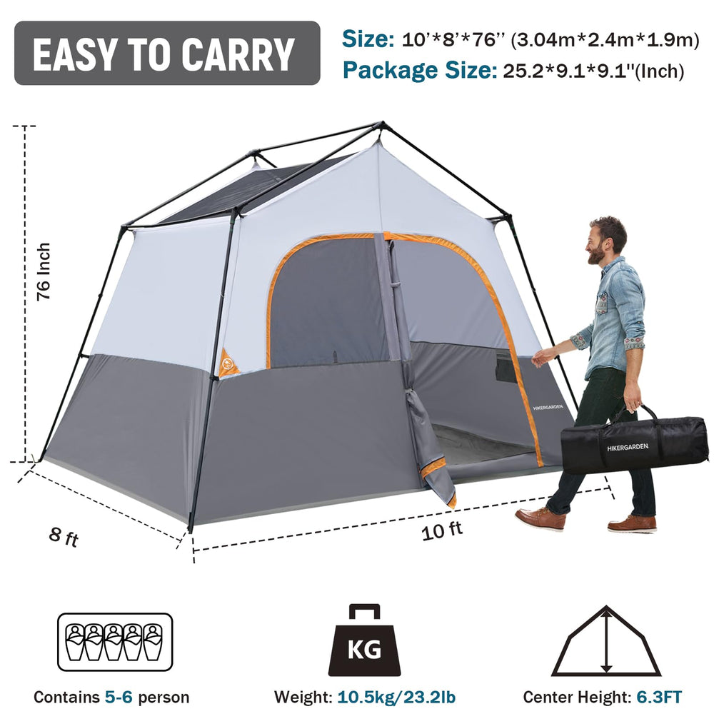 HG Hikergarden 6P tent interior with generous headroom for easy movement