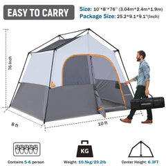 HG Hikergarden 6P tent interior with generous headroom for easy movement